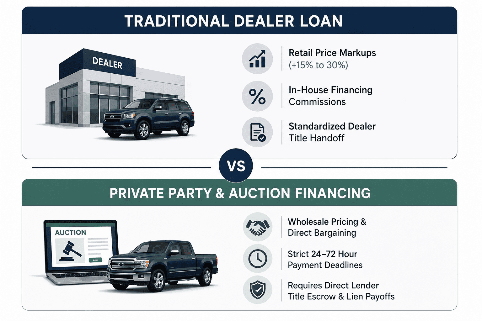 Traditional Dealer Loan vs Private Party & Auction Financing