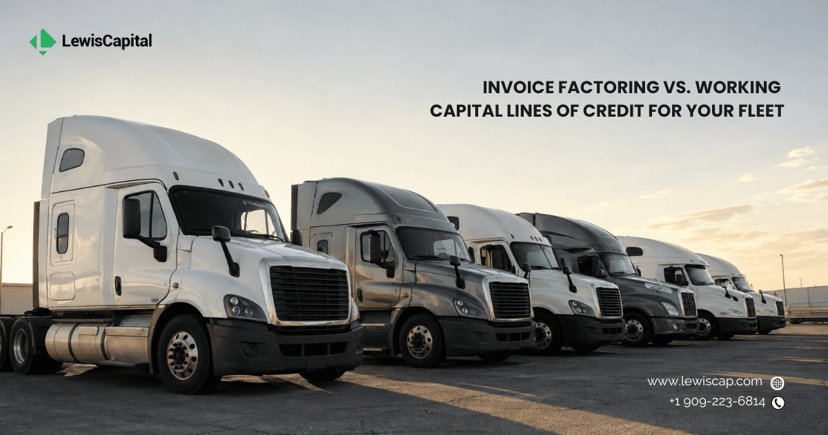 Split comparison of trucking cash flow options: invoice factoring against a working capital line of credit
